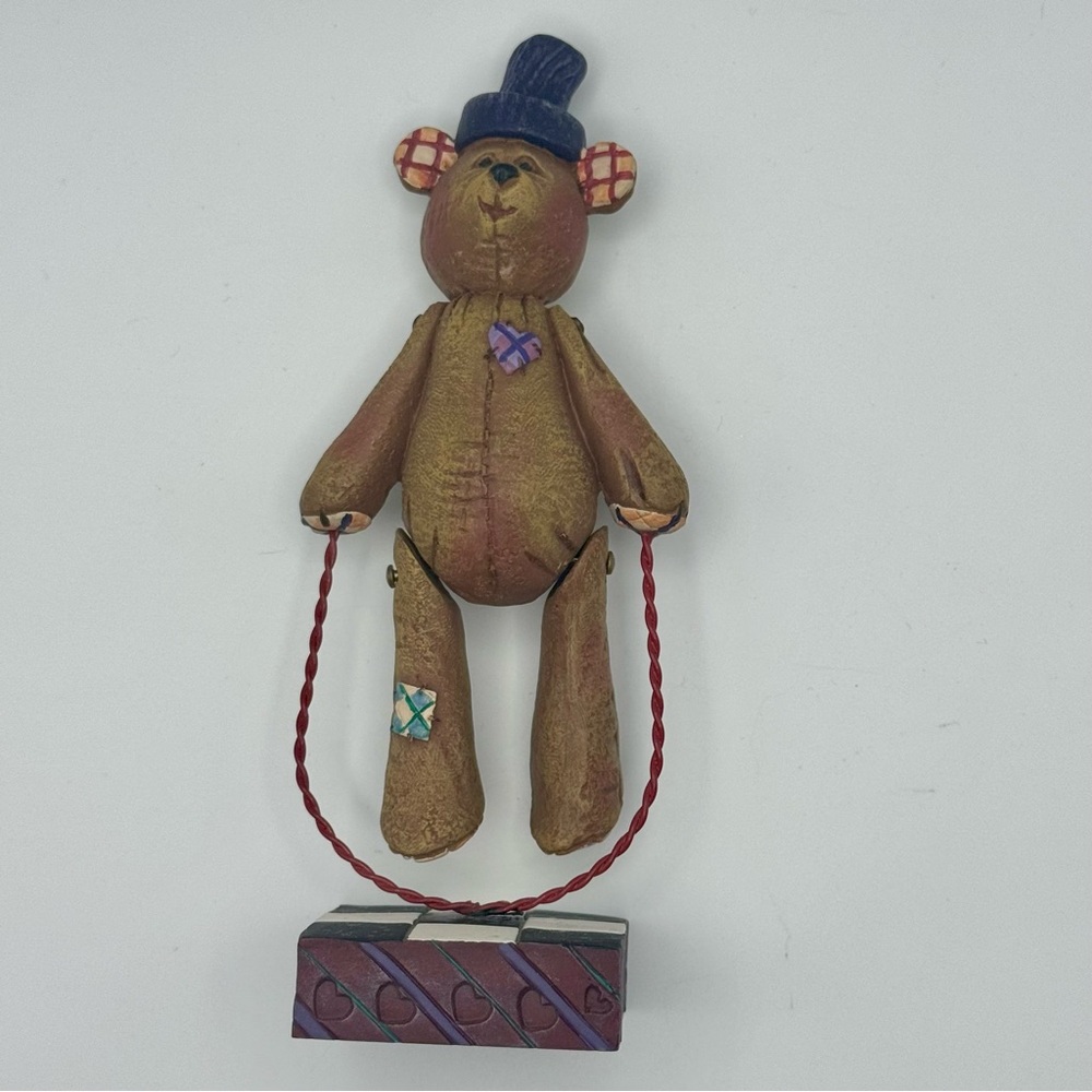 Jim Shore 1996 Bear Figurine by Enesco “J. Shore ©96” Jump Rope Base